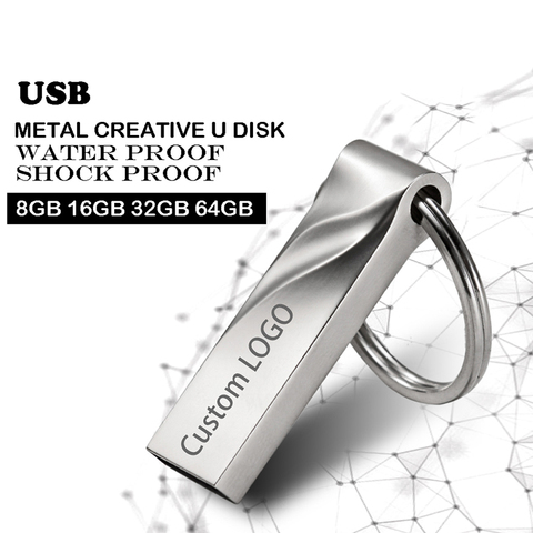 Unidades Flash USB 128 gb mini usb flash pluma de metal de disco clave logotipo pendrive stick tarjeta de memoria flash 32GB/8 GB/4GB/16GB/32GB/128 gb ► Foto 1/6