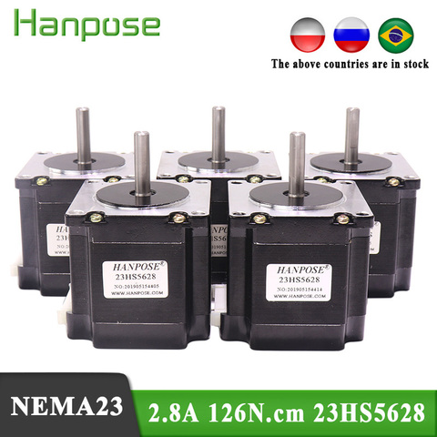 5 uds Nema 23 Motor de pasos 23HS5628 4-plomo 2.8A 126N cm 8mm 6,35mm serie 57 motor para 3D impresora Monitor equipo ► Foto 1/6