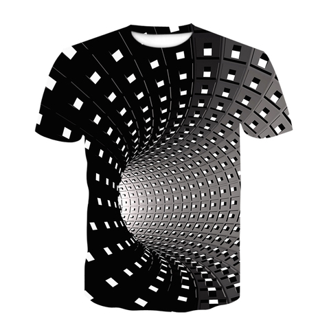 Camiseta de manga corta de remolino para hombre, camiseta informal 3D, camisa de cuello redondo a la moda, ropa de calle de gran tamaño, novedad de verano ► Foto 1/6