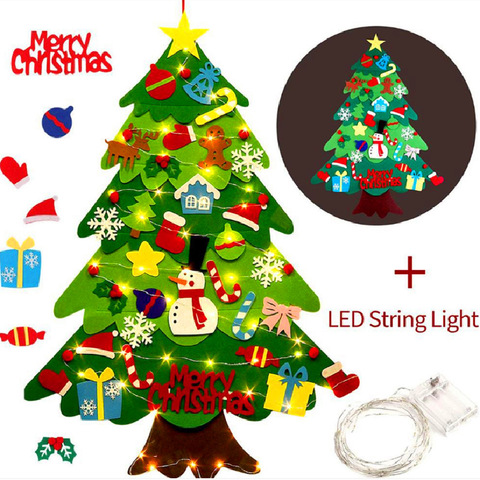 Árbol de Navidad de fieltro LED para niños, juguete de puerta, adornos de pared, decoración para fiesta de Navidad de juguete para el hogar ► Foto 1/6