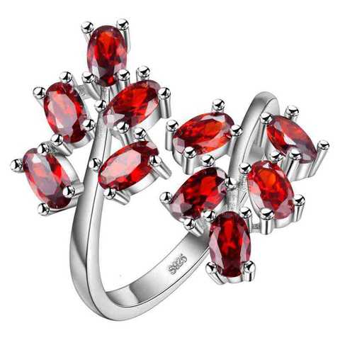 JoiasHome joyería de plata 925 piedras preciosas de rubí anillo para las mujeres europeo Adjst tamaño de las mujeres joyería fina rojo/rosa/Color púrpura regalo ► Foto 1/6