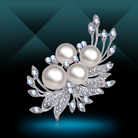 Broche de flor de perla de imitación para mujer, accesorio elegante, joyería de boda de compromiso a la moda ► Foto 1/6