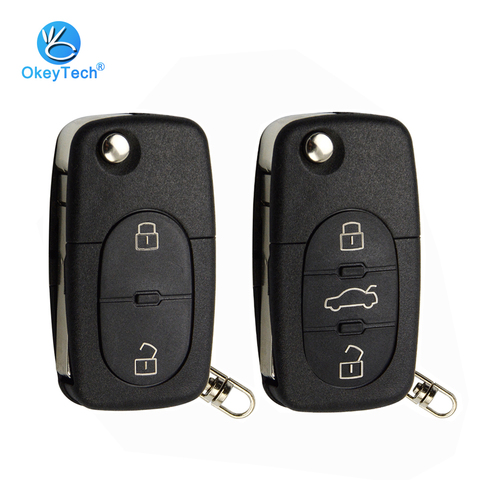 OkeyTech-funda carcasa para llave de coche plegable con tapa de botón 2/3, soporte para batería CR1620 CR2032, HAA para Audi TT A2 A4 A6 A8 Quattro ► Foto 1/6