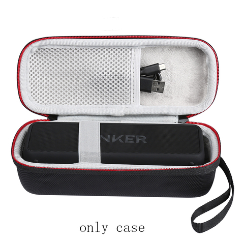 Funda de altavoz portátil inalámbrica Bluetooth EVA para Anker SoundCore 2 con Cable de Audio de doble bolsillo de malla bolsa de viaje- negro ► Foto 1/6