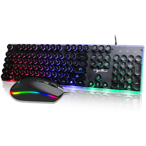 Juego de teclado de ratón para juegos, dispositivo con cable USB, RGB, retroiluminación, V300, inglés-ruso ► Foto 1/6