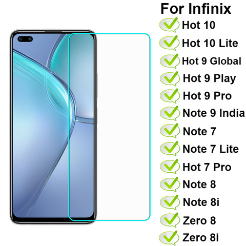 Vidrio templado para Infinix Hot 10 Lite 9 jugar Pro Nota 7 Lite 8i Protector de pantalla para Infinix cero 8 8i X687B cubierta de vidrio ► Foto 1/6