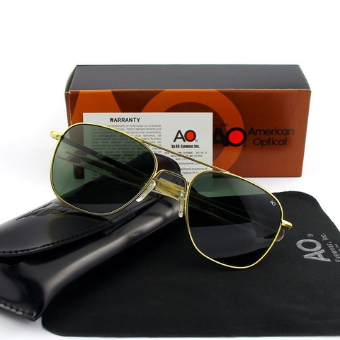 Gafas de sol de piloto para hombre, lentes de cristal templado de alta calidad, diseñador de marca, AO, militares del ejército americano, óptico, YQ1003 ► Foto 1/6