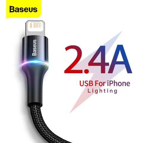 Baseus Cable USB para iPhone 11 Pro Xr X 2.4A de carga rápida del teléfono móvil del Cable para iPhone 12 Mini Pro Max 8 7plus iPad Cable ► Foto 1/6