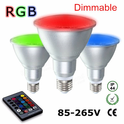 Bombilla LED regulable Par30 Par38, foco RGB de 10W y 20W, resistente al agua, cambia de Color, Control remoto, para exteriores ► Foto 1/5