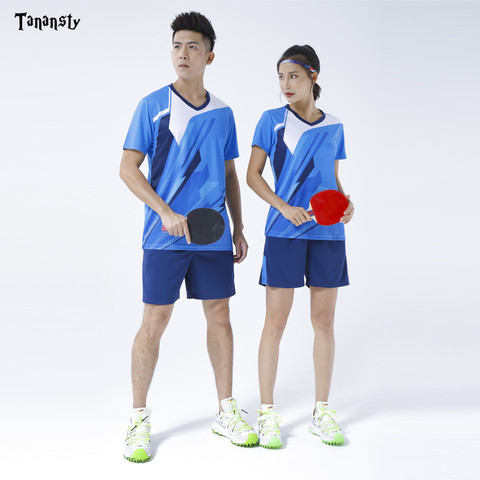 Mesa directo jersey bádminton ropa deportiva camisa con pantalones cortos hombres señoras ropa de pingpong camisa equipo de formación de secado rápido ► Foto 1/6