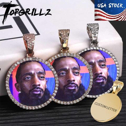 Medallones de memoria personalizados, colgante macizo con cadena de tenis, joyería de Hip Hop, cadenas de circonia cúbica personalizada, regalo ► Foto 1/6