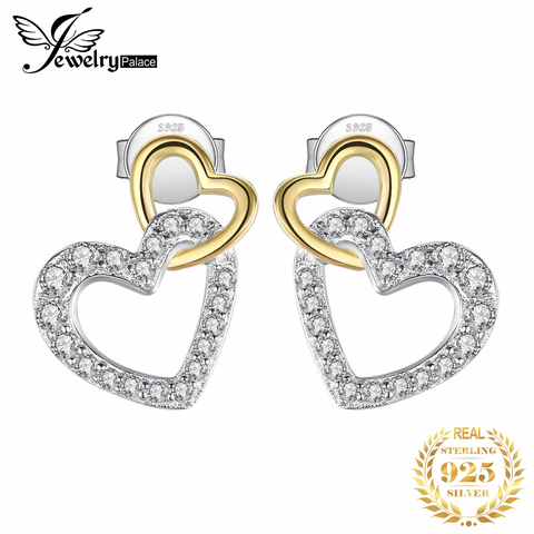 JewelryPalace infinito amor corazón CZ Stud pendientes de plata de ley 925 para mujer coreana pendientes joyería de moda 2022 ► Foto 1/6