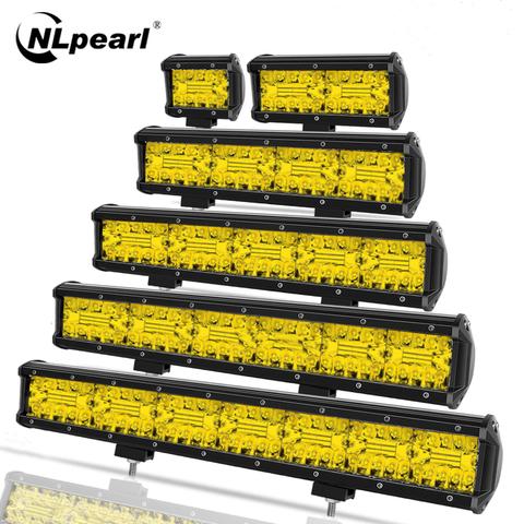 NLpearl-Barra de luz LED para todoterreno, luz de trabajo amarilla de 120W, para camión, Jeep, todoterreno, UAZ, Tractor 4x4, ATV, 12V, 24V, 4-20 pulgadas ► Foto 1/6