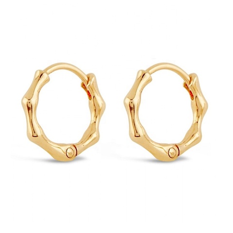 100% Plata de Ley 925 mini huggie, aros pequeños con forma de bambú, multi piercing, mini arete de aro ► Foto 1/6