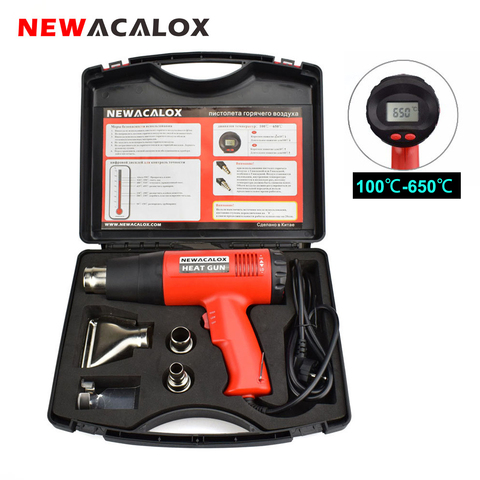 NEWACALOX-pistola de aire caliente eléctrica Industrial, 2000W, 220V, enchufe de la UE, termorregulador con pantalla LCD, pistola de calor, envoltura termal retráctil ► Foto 1/6