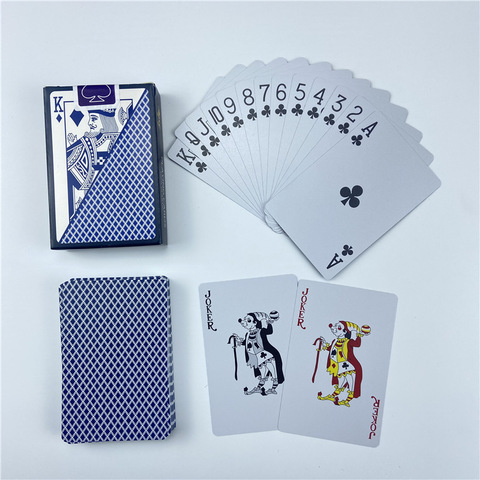 Jugando a las cartas de póquer de PVC de plástico de Baccarat Texas holdem cartas para juegos de mesa rojo y azul impermeable portátil tarjeta de juego ► Foto 1/6