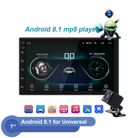 Radio Multimedia con GPS para coche, Radio con reproductor, Android, 2 Din, navegador, 2 Din, HD, Universal, estéreo, WiFI, Bluetooth, USB, FM ► Foto 1/6