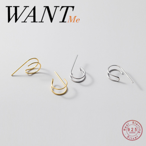 WANTME-pendientes de tuerca barroca con forma de C para mujer, joyería creativa y Chic para fiesta, Plata de Ley 925 auténtica Simple ► Foto 1/6