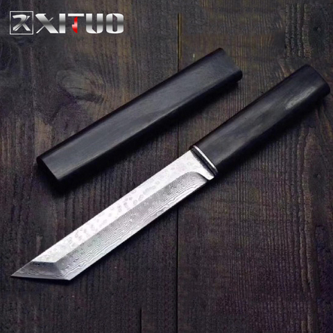 XITUO-cuchillo de pelar de acero damasco VG10, cuchillo de cocina para el hogar, cuchillo de supervivencia al aire libre, estilo Samurai japonés ► Foto 1/6