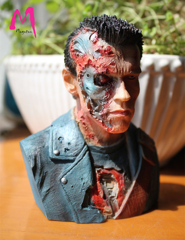 Figura de resina de Terminator T800 de 24cm, busto de Arnold Schwarzenegger 1:4, estatua de juguete, colección de daños de batalla, modelo de decoración de escritorio ► Foto 1/4