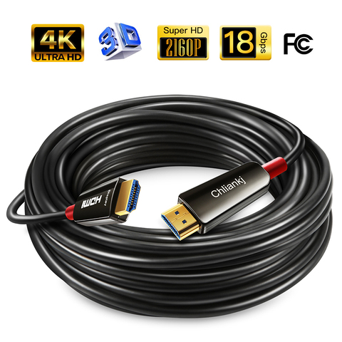 Cable HDMI 2,0 4K 60Hz de fibra óptica Cable HDMI 2,0 HDR para HD TV Box para proyector PS4 Cable HDMI Cable 5m 10m 15m 20m 30m 50m Cable HDMI ► Foto 1/6