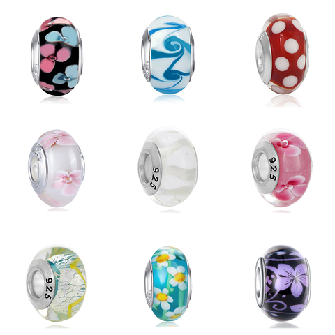Más europea de granos de cristal de Murano aleación Charm Bead Fit Pandora para chica DIY pulseras y brazaletes ► Foto 1/6