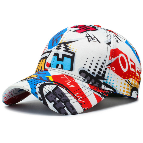 Gorra de béisbol con estampado de letras para hombre y mujer, gorro de béisbol con estampado de grafiti, estilo Hip Hop, Snapback, unisex ► Foto 1/5