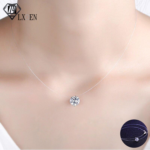 LXOEN-collar con colgante de circonita para mujer, hilo de pescar Invisible, gargantilla de cristal para chica, regalo de joyería ► Foto 1/6