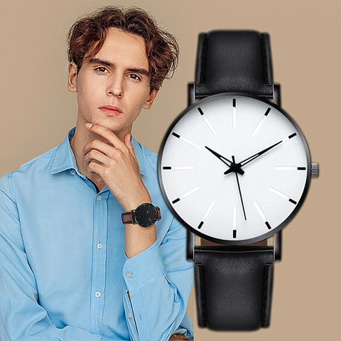 Reloj minimalista de cuarzo para hombre, cronógrafo ultradelgado con cinturón cuero negocios, 2022 ► Foto 1/6