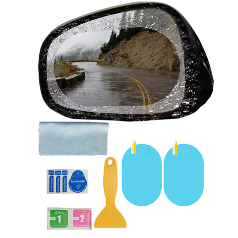 Película hidrofóbica para espejo retrovisor de coche, pegatinas a prueba de lluvia para conducción segura, resistente a arañazos, impermeable, 1 par ► Foto 1/6