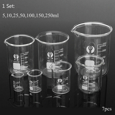 Vaso de vidrio transparente de 5/10/25/50/100/150/cada 1 250ml, recipiente de laboratorio de baja forma, de borosilicato grueso ► Foto 1/6