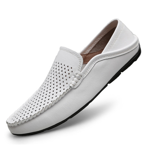 Zapatos de vestir de piel auténtica para hombre, mocasines de talla grande, transpirables, sin cordones ► Foto 1/6