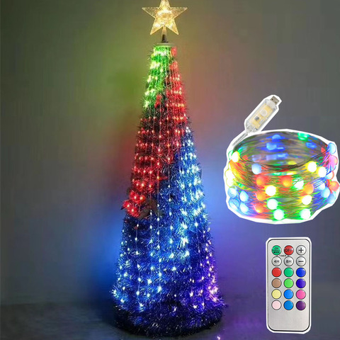 Guirnalda de luces de hadas RGB inteligente, 20M, cable de cobre, cadena de luces LED con control remoto para Navidad, boda, fiesta y vacaciones ► Foto 1/6