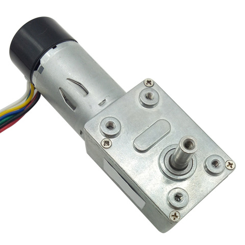 6V 12V 24V DC Motor eléctrico con engranaje helicoidal con codificador de alto par en DC Motor 6-150RPM auto bloqueo a prueba de polvo con cubierta ► Foto 1/6