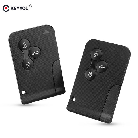 Tarjeta inteligente KEYYOU de 3 botones para Renault Clio Logan Megane 2 3 Koleos tarjeta Scenic carcasa de control remoto de coche negro con llave pequeña ► Foto 1/5