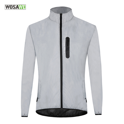 WOSAWE-Chaqueta de ciclismo altamente Visible, para correr de noche, brillante, impermeable, a prueba de lluvia, cortavientos, corte Suelto ► Foto 1/6