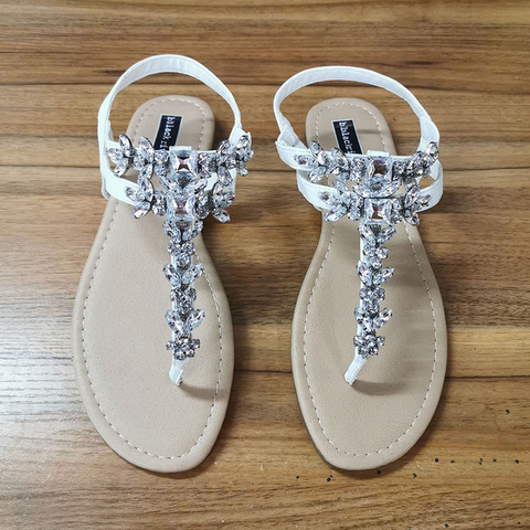 Sandalias con decoración De diamantes De imitación para Mujer, zapatos informales sencillos y cómodos con hebilla, 2022 ► Foto 1/6