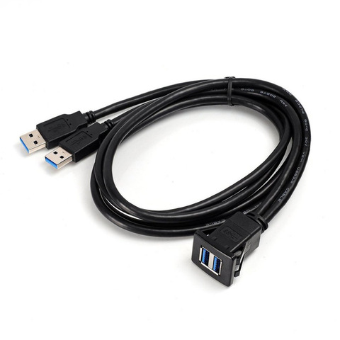 Cable de enchufe de 1 M/2 M USB 3,0 montaje a ras del coche automático Cable de extensión de macho a hembra Panel de salpicadero línea de Audio cuadrada para motocicleta ► Foto 1/6