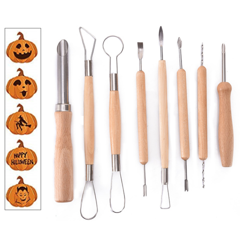 4/8 Uds profesional de Kit de herramientas para tallar plantillas de servicio pesado de acero inoxidable herramienta cuchillo para decoración de Halloween ► Foto 1/6