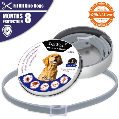 Dewel Collar Antiparasitos Perros/Gatos Contra Pulgas,Garrapatas y Mosquitos,Tamaño Ajustable e Impermeable para Mascota Pequeño Mediano Grandes ► Foto 1/6