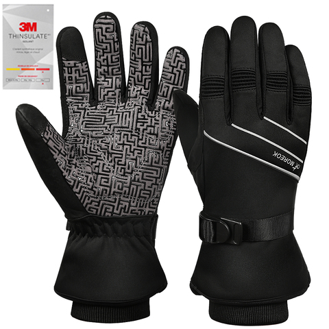 Guantes de esquí MOREOK 3M Thinsulate Guantes Térmicos dedo completo pantalla táctil guantes de Ciclismo de Invierno guantes calientes de la motocicleta para hombres y mujeres ► Foto 1/6