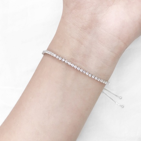 100% auténtica Plata de Ley 925 ajustable Pulseras de tenis para mujeres cristal CZ regalo de la joyería 2022 pulsera de moda ► Foto 1/5