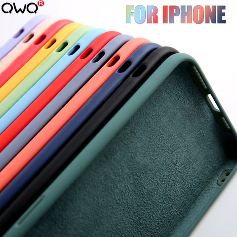 Funda de lujo de silicona líquida Original para carcasa Apple iPhone 11 12 Pro Max mini 7 8 6 6S Plus XR X XS MAX 5 5S SE 2022 funda trasera a prueba de golpes Fundas ► Foto 1/6