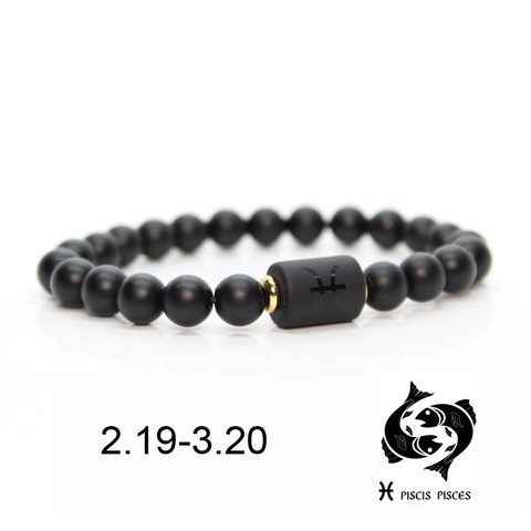 Abalorios de piedra negra de 12 Constelaciones para Hombre y mujer, pulsera para Hombre y mujer, Moda Masculina, joyería para Hombre ► Foto 1/6