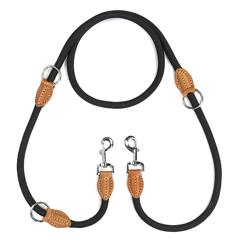 Collar de cadena de nailon para perros, correa doble multifunción, dos correas para perros, Correa larga ajustable para entrenamiento de perros, cuerda para perro y mascota, accesorios ► Foto 1/6