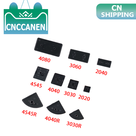 Tapa de extremo de plástico negro, tapa de placa de tapa de plástico negro, tapa para 20/50 2022 2040 3030 3030R 3060 4040 4040R 4080 perfil de aluminio de la UE, 5/10/4545 Uds. ► Foto 1/6