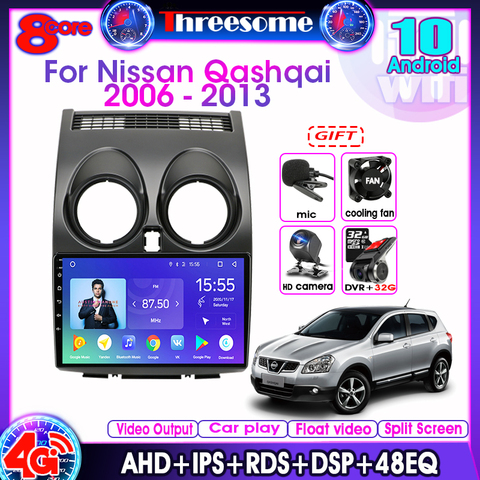 Radio Multimedia con GPS para coche, Radio con reproductor, Android 10,0, 4G + 64G, 2 Din, navegador, vídeo, para Nissan Qashqai 1 J10 2013-2022 ► Foto 1/6