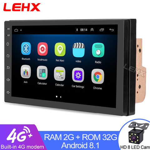 LEHX 7 pulgadas 2 Din Android 8,1 Car Radio GPS navegación Bluetooth Universal de Audio de coche ESTÉREO AM/FM USB multi-media pantalla táctil ► Foto 1/6