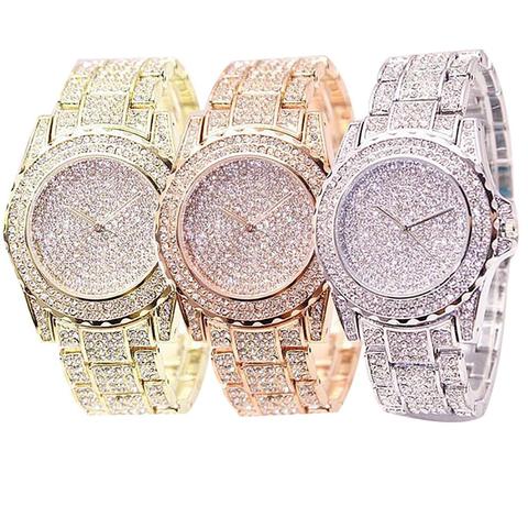 Reloj de moda de lujo para mujer, redondo, de cuarzo, brillante, dorado y plateado, regalo, 2022 ► Foto 1/6