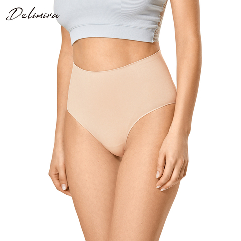 DELIMIRA, bragas con Control de barriga para mujer, ropa interior de talla grande sin costuras, cintura alta, ligero y transpirable ► Foto 1/6